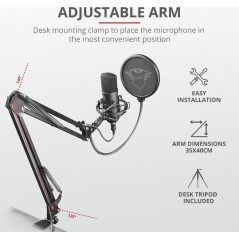 Trust Gaming GXT 252 Emita Plus Microphone - Premium Cardioid Black Cable for Crystal Clear Audio